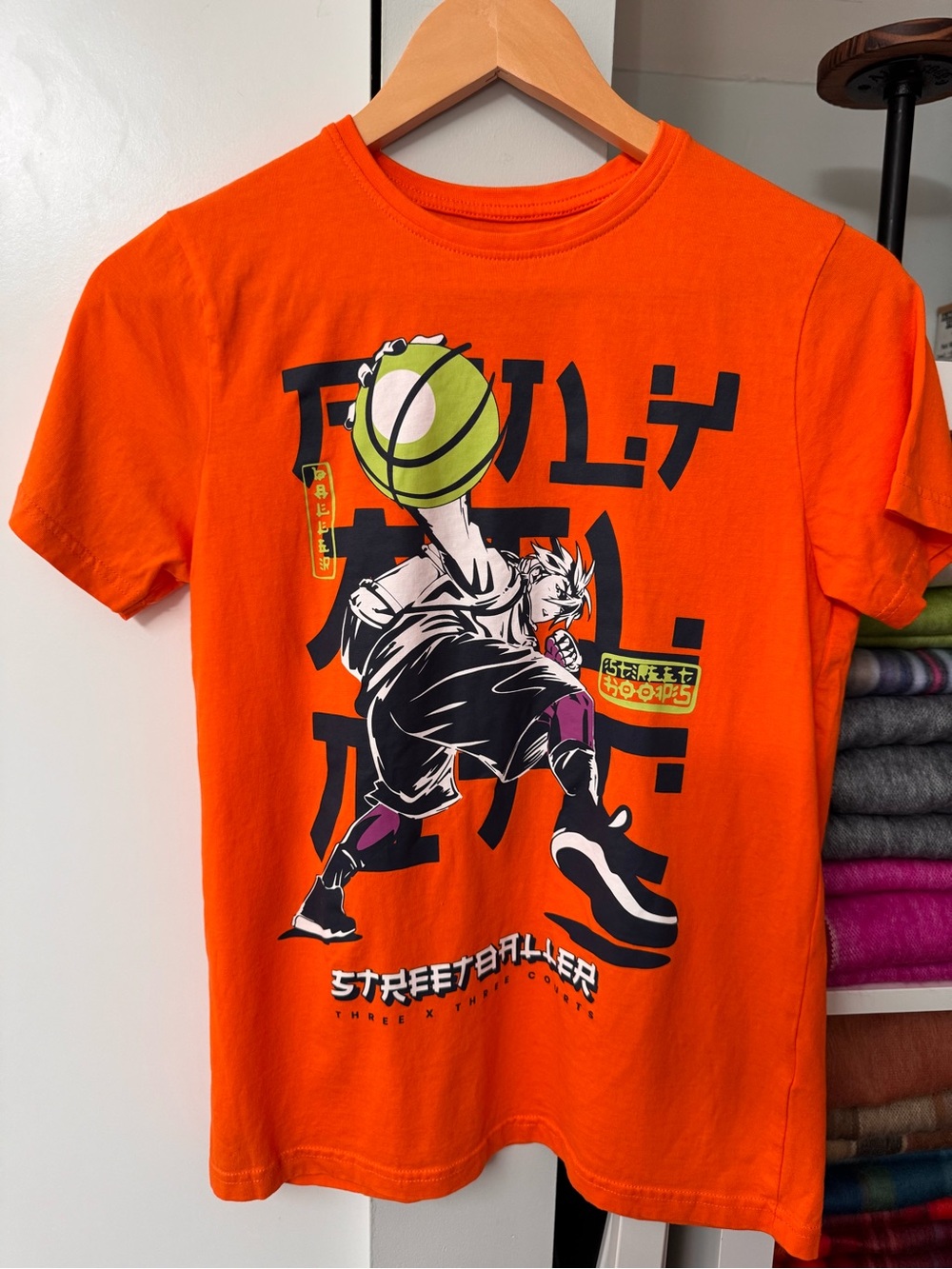 Primark Boys Orange Basketball Anime Graphic T-Shirt – 11-12 Years
